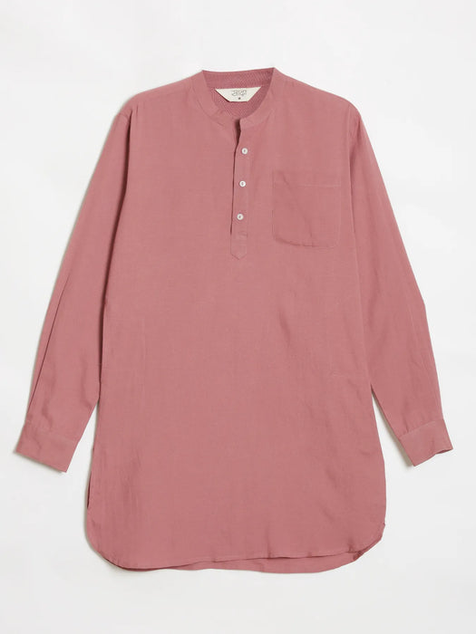 Men Rose Taupe Flowy Linen Long Kurta