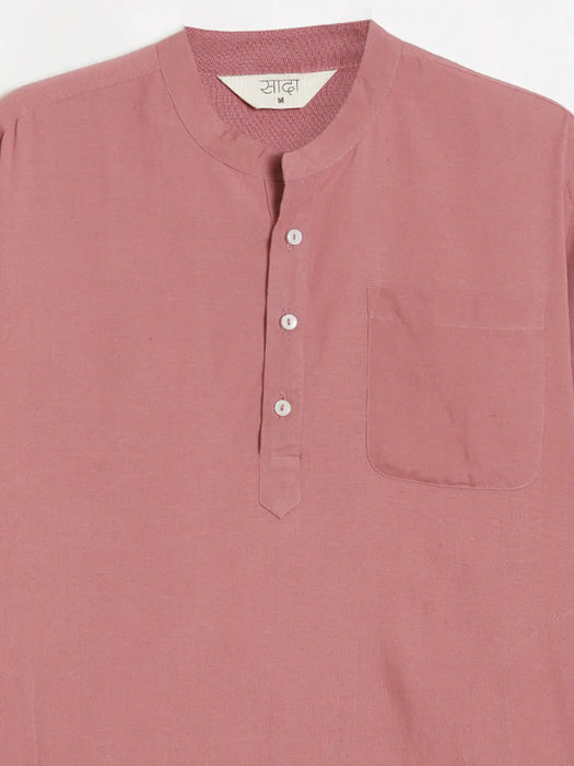 Men Rose Taupe Flowy Linen Long Kurta