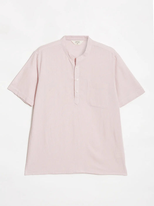 Men Flowy Linen Half Sleeve Blush Pink Kurta
