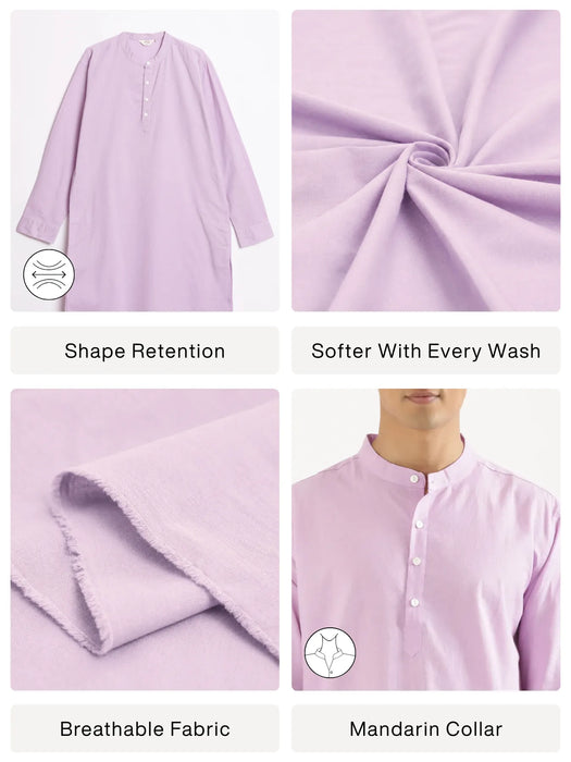 Men Lilac Airy Linen Long Kurta