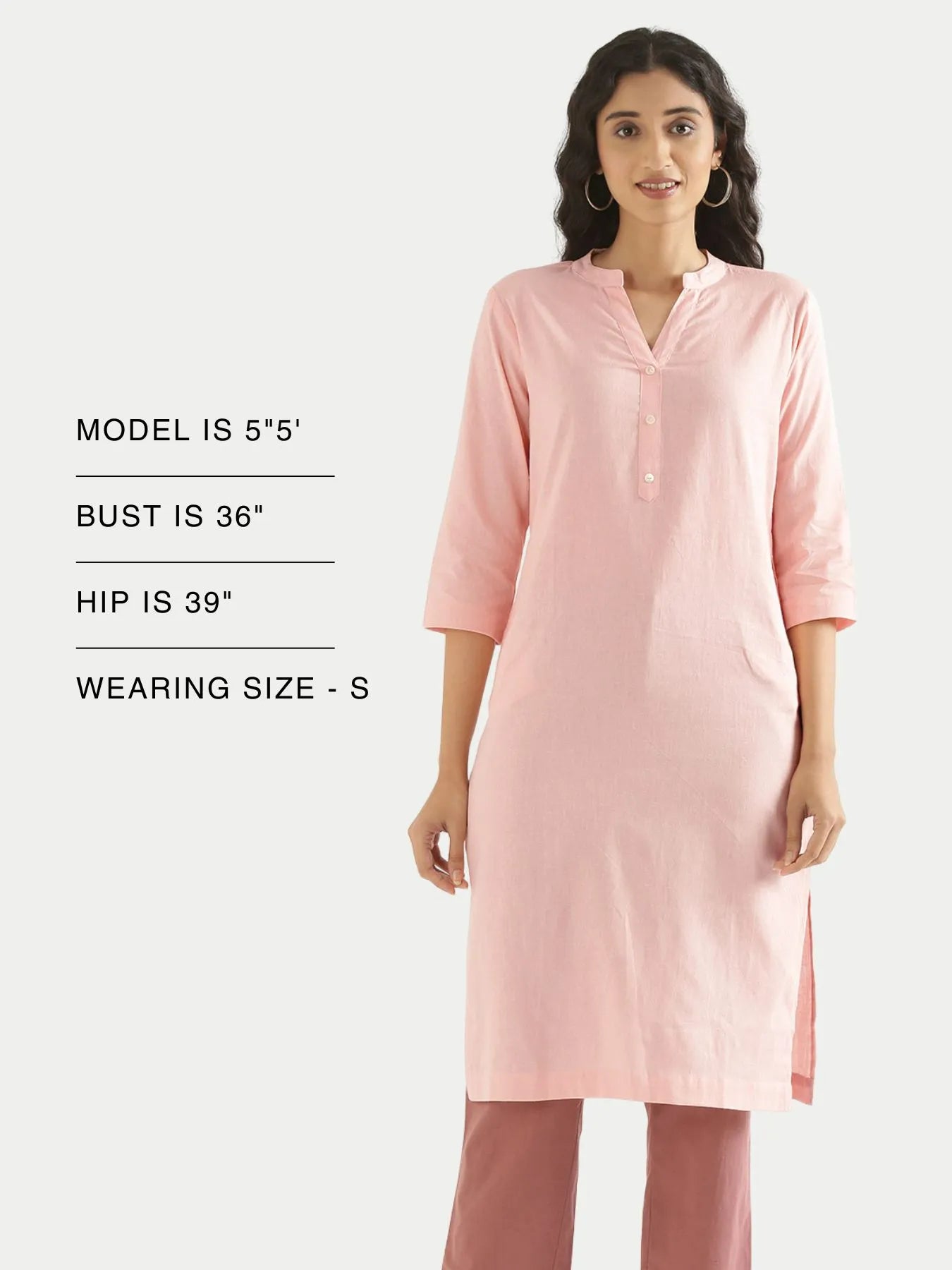 Women Salmon Pink Airy Linen Long Kurta