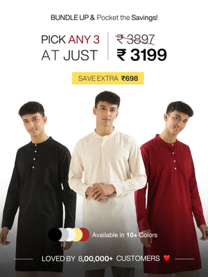 Pick Any 3 Men Airy Linen Long Kurta
