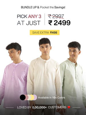 Pick Any 3 Men Short Kurta