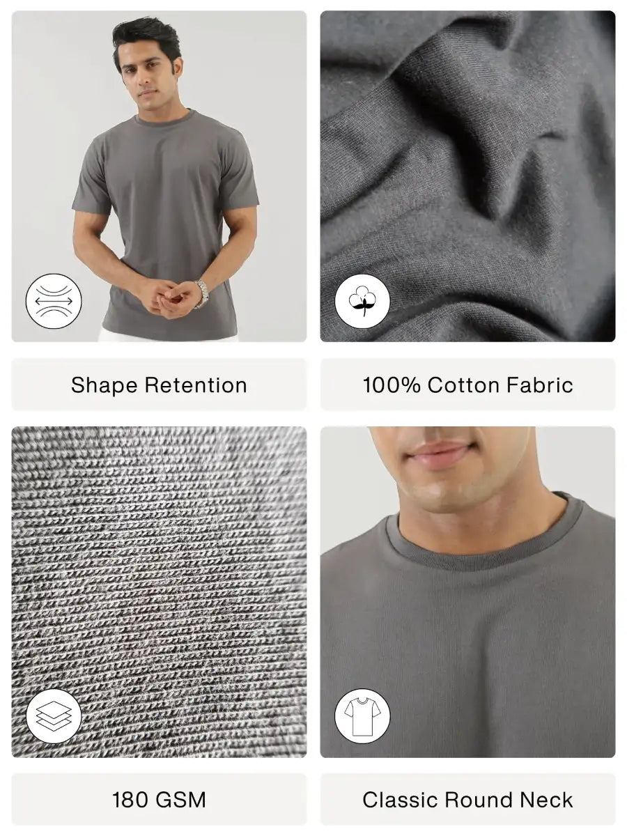 Men German Grey Round Neck T-shirt