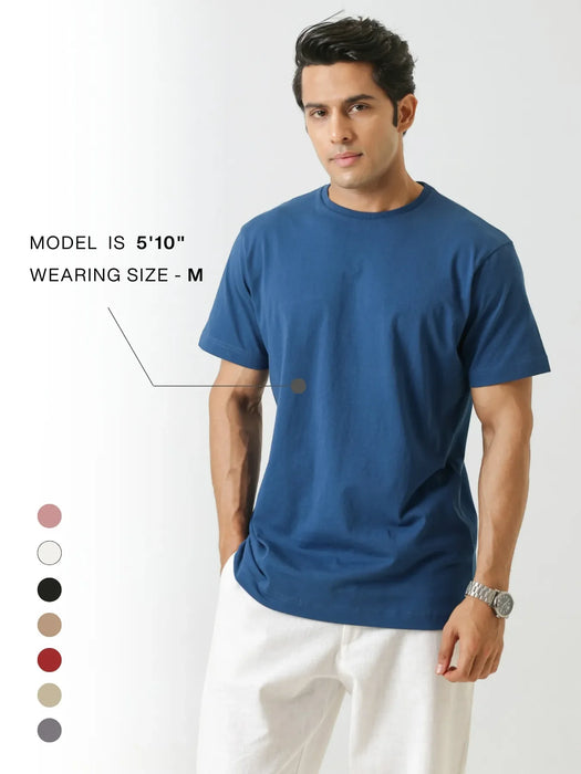 Men Midnight Blue Round Neck T-shirt