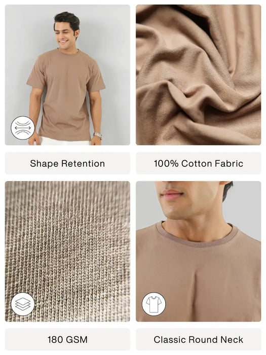 Men Mesa Taupe Round Neck T-shirt