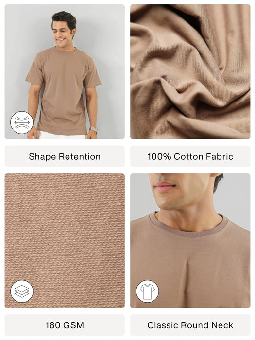 Men Mesa Taupe Round Neck T-shirt
