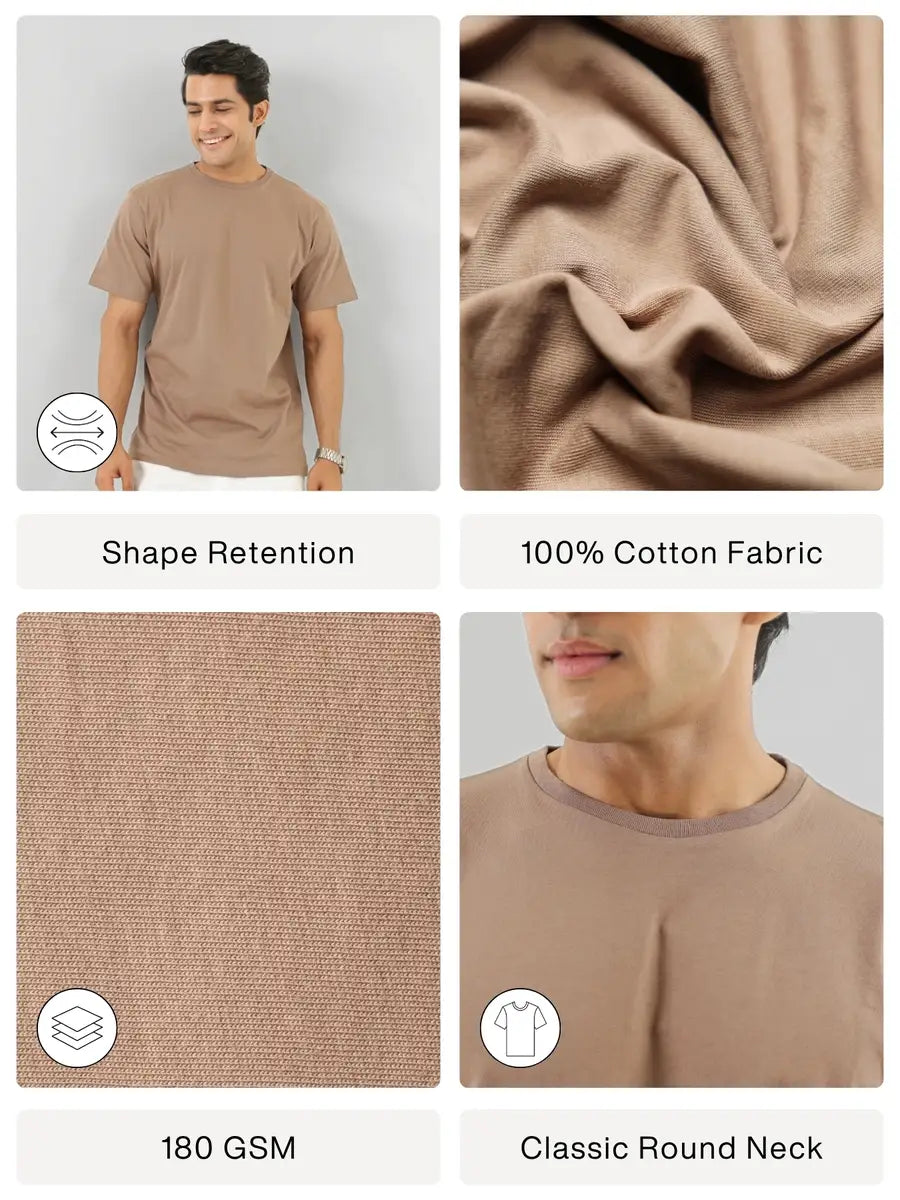Men Mesa Taupe Round Neck T-shirt