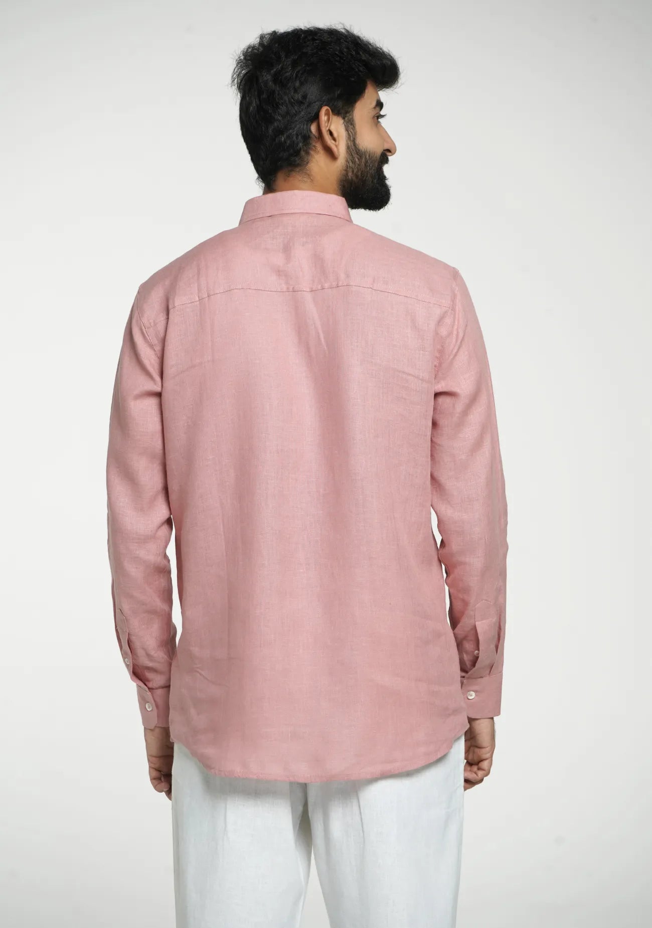 Men Rose Taupe Pure Linen Full Sleeve Shirt