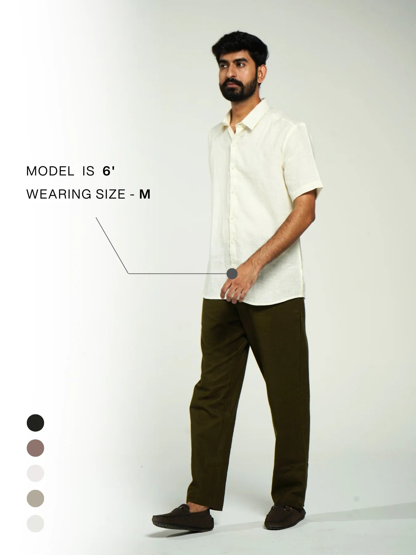 Men Cream Pure Linen Short Sleeve Shirt