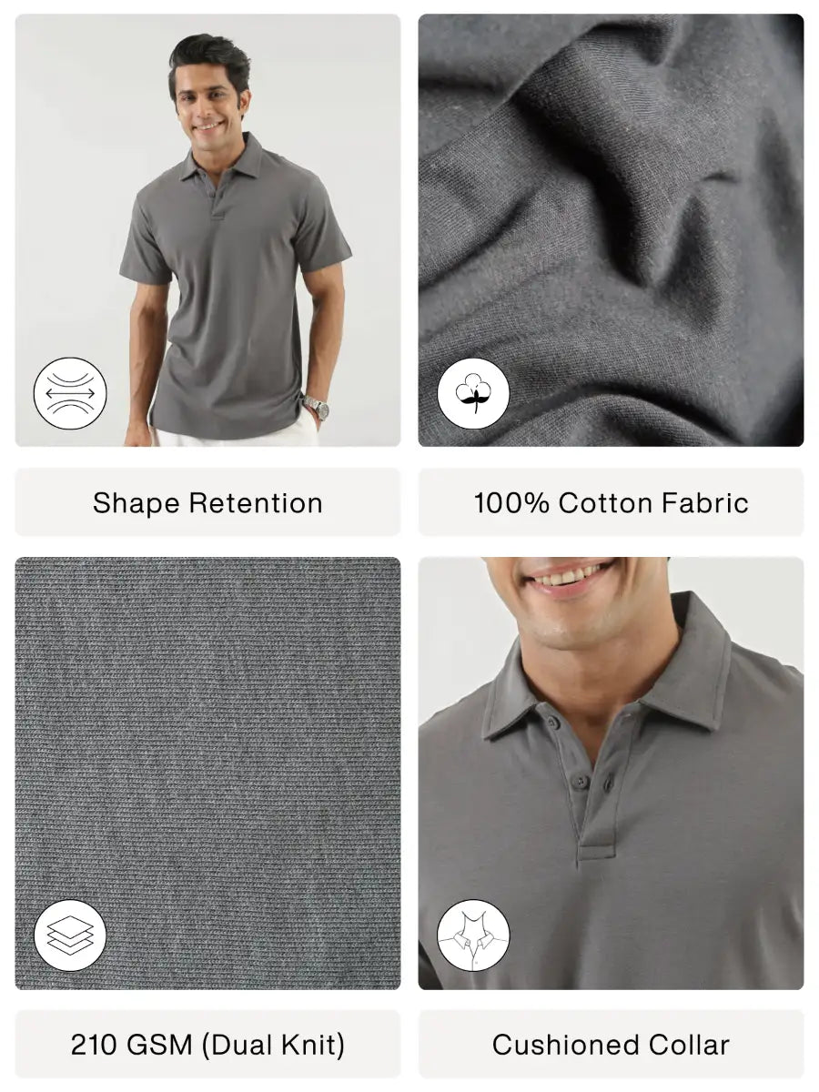 Men German Grey Polo T-shirt