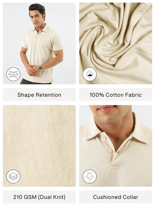 Men Beige Polo T-shirt
