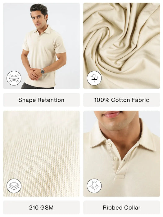 Men Beige Polo T-shirt