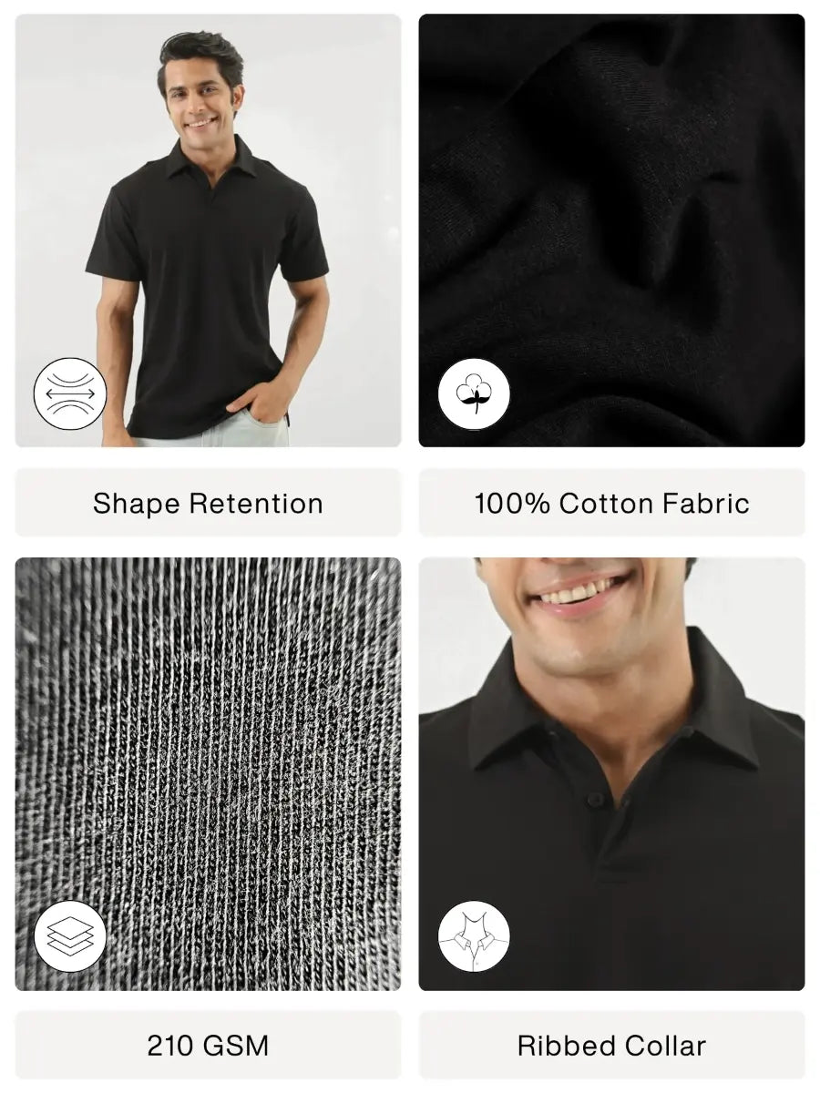 Men Black Polo T-shirt