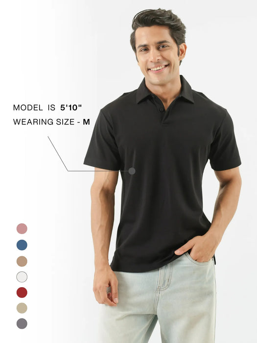 Men Black Polo T-shirt