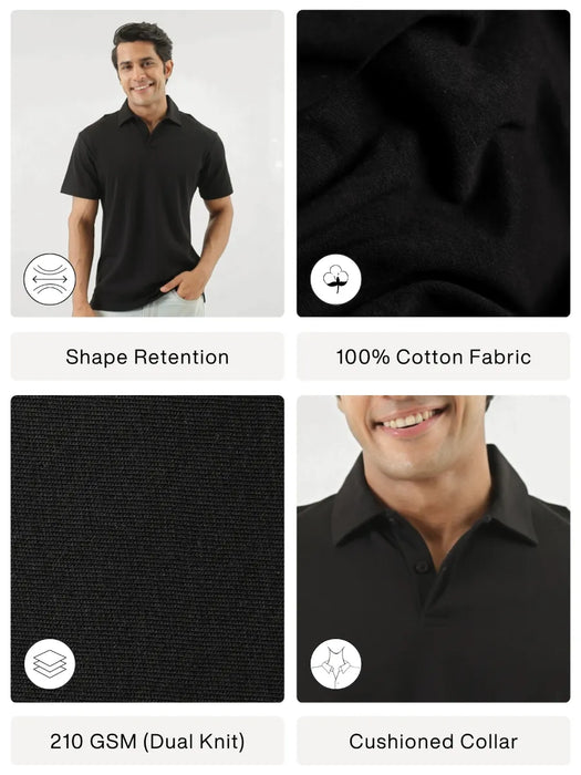 Men Black Polo T-shirt