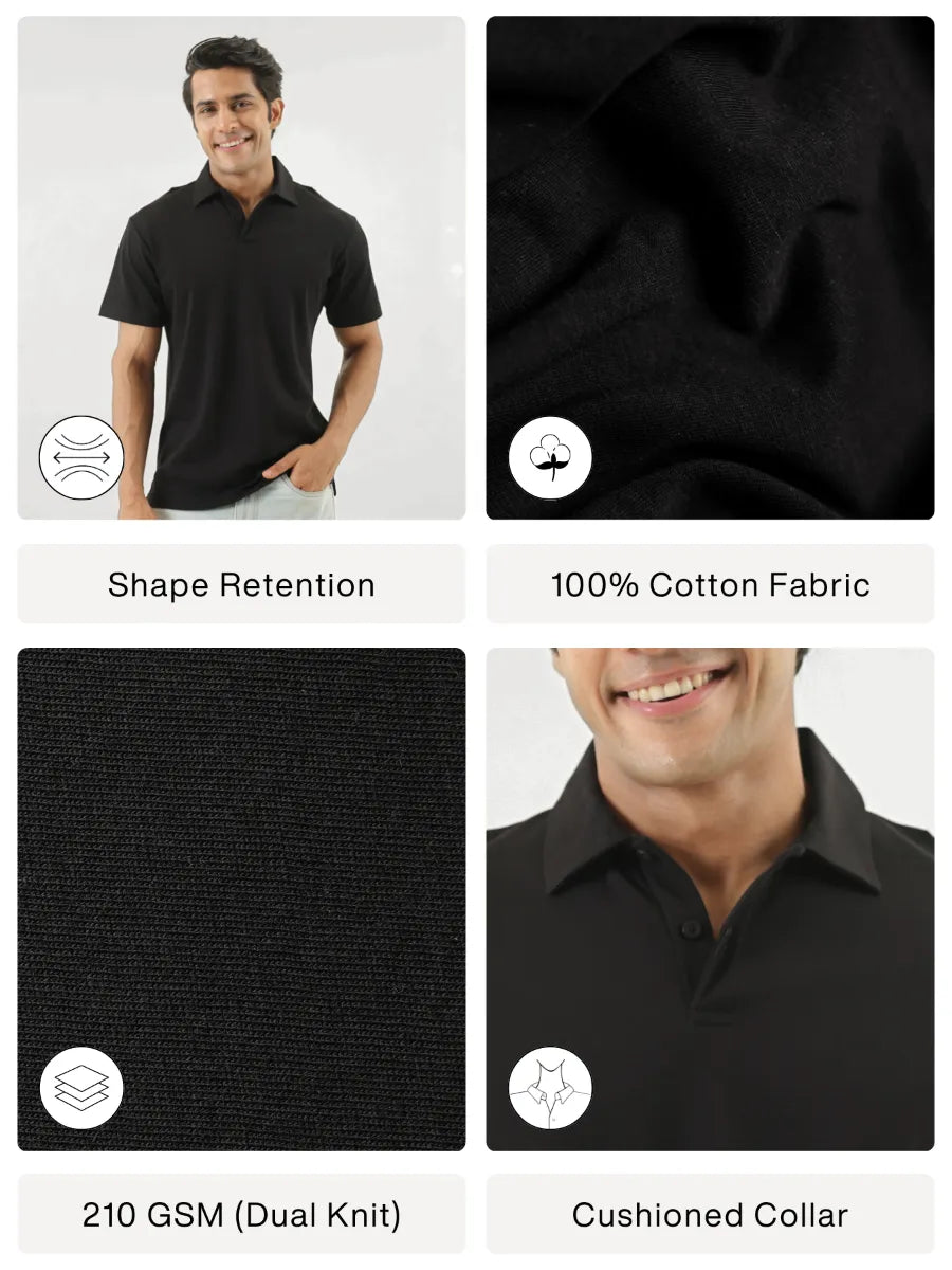 Men Black Polo T-shirt