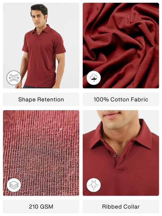 Men Maroon Polo T-shirt