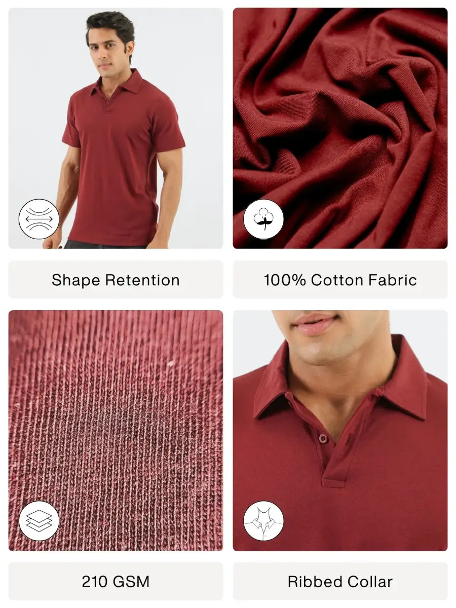 Men Maroon Polo T-shirt