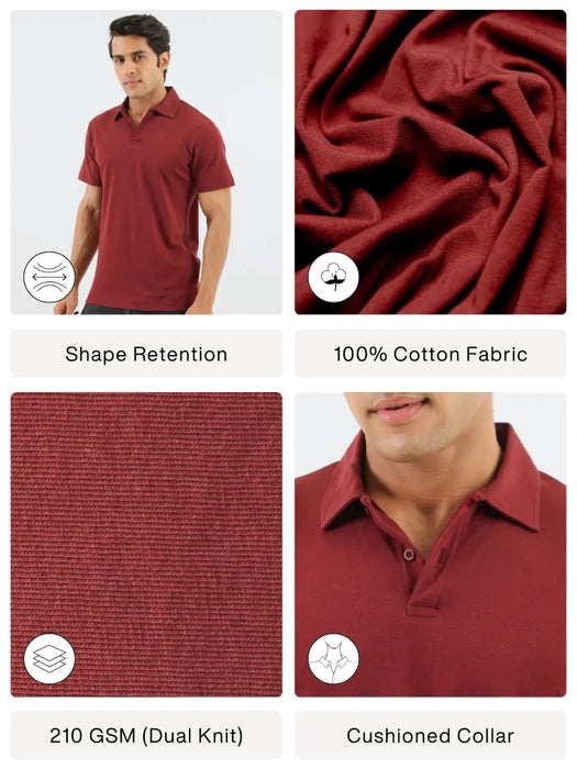 Men Maroon Polo T-shirt
