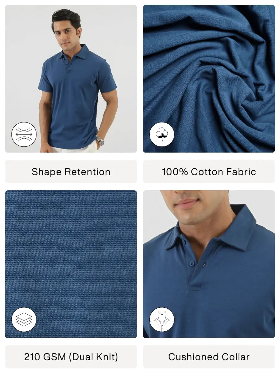 Men Midnight Blue Polo T-shirt