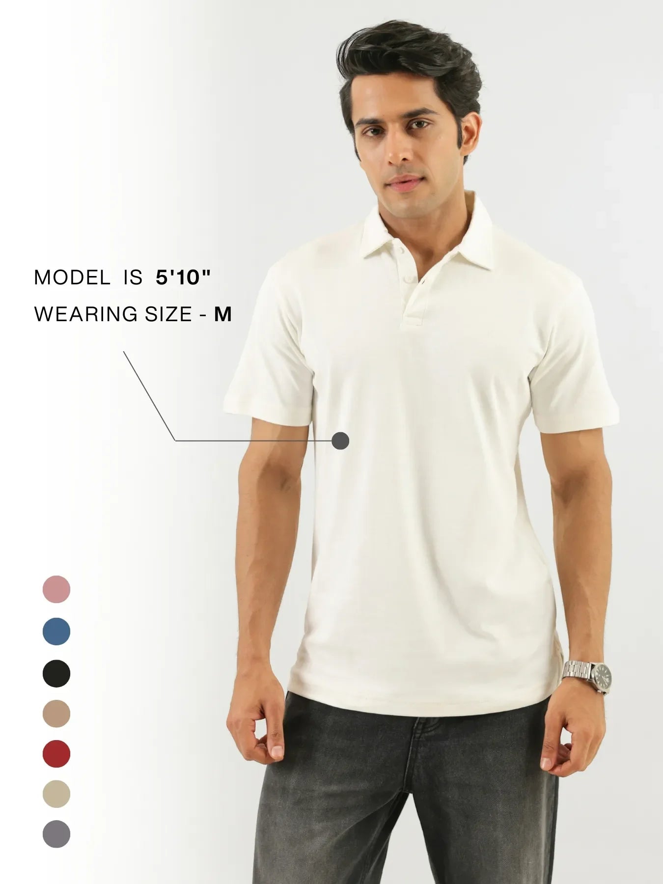 Men Off White Polo T-shirt