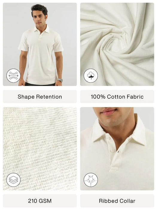 Men Off White Polo T-shirt