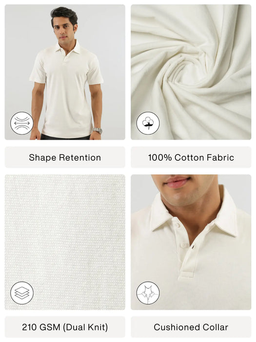Men Off White Polo T-shirt