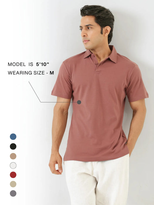 Men Rose Taupe Polo T-shirt