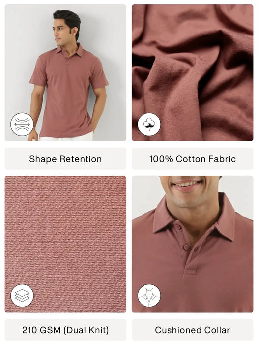 Men Rose Taupe Polo T-shirt