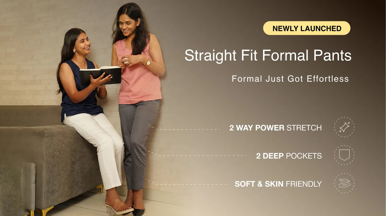 Women Straight Fit Formal Pant banner mobile