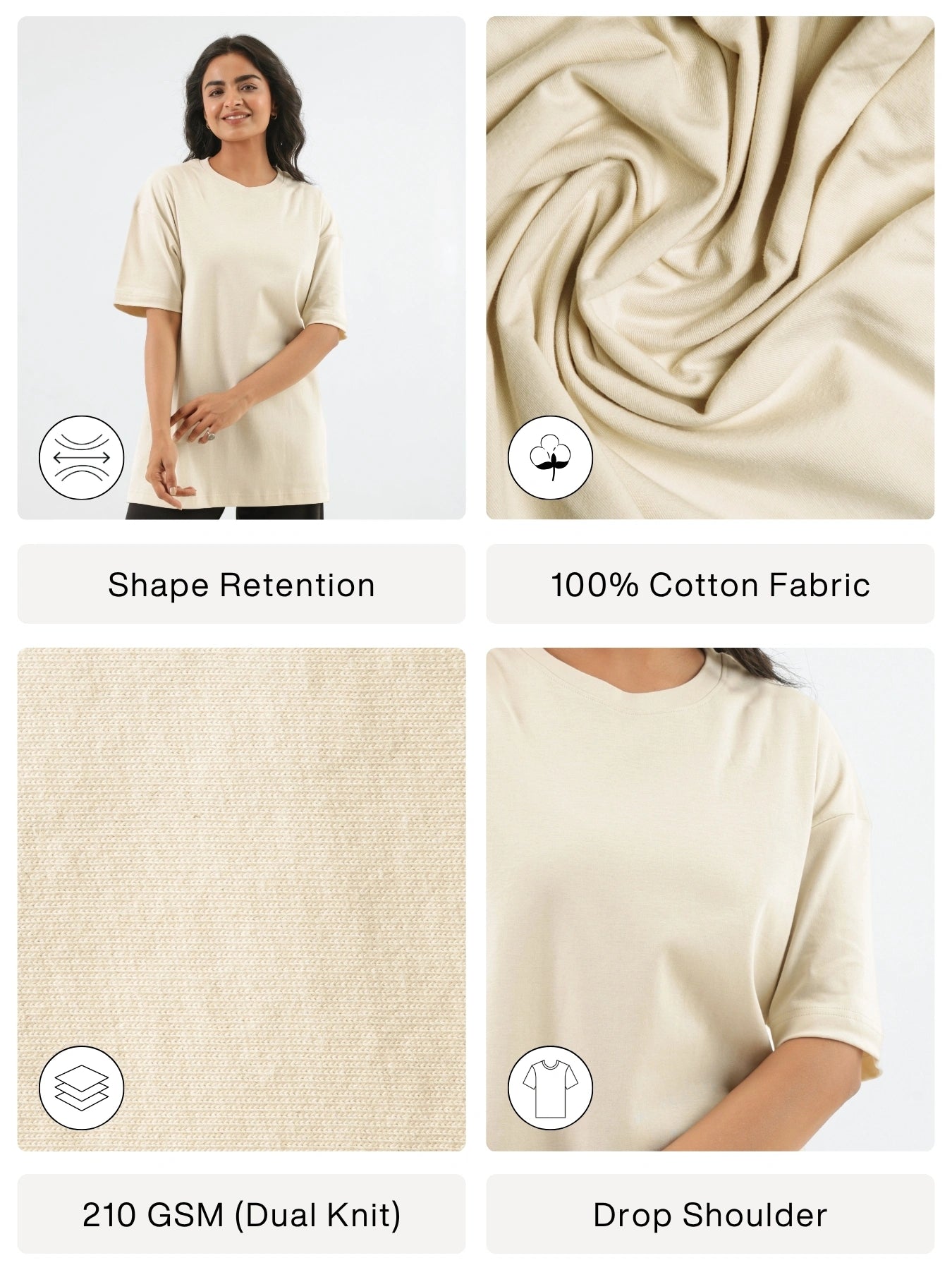 Unisex Beige Oversized T-shirt