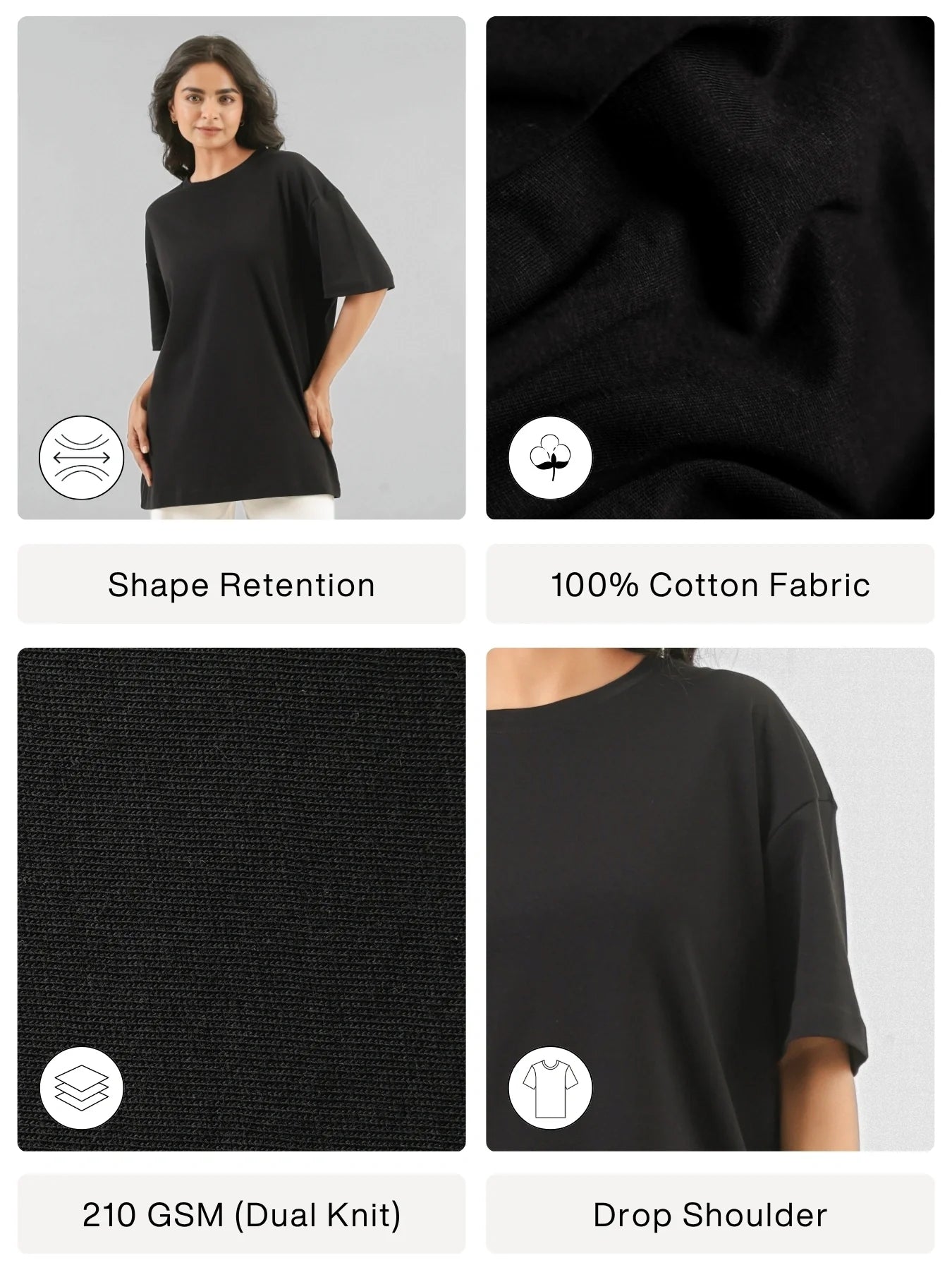 Men Black Oversized T-shirt - Black