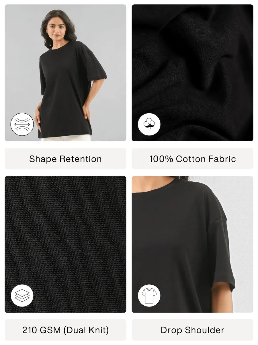 Unisex Black Oversized T-shirt