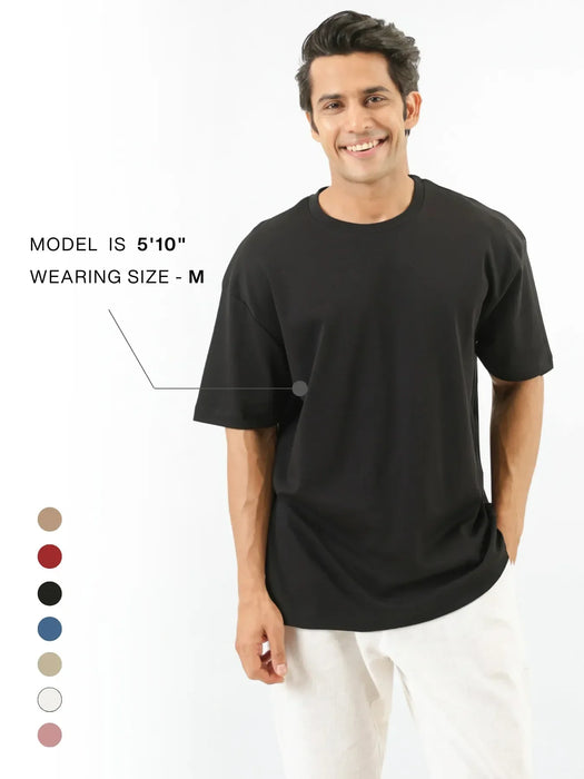 Men Black Oversized T-shirt - Black