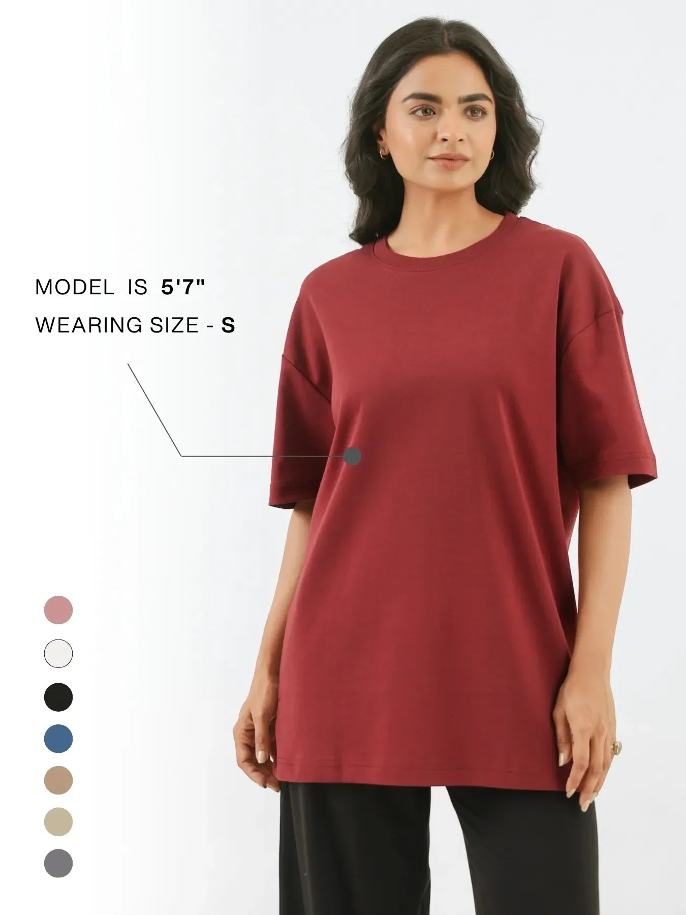 Women Maroon Oversized T-shirt - Maroon