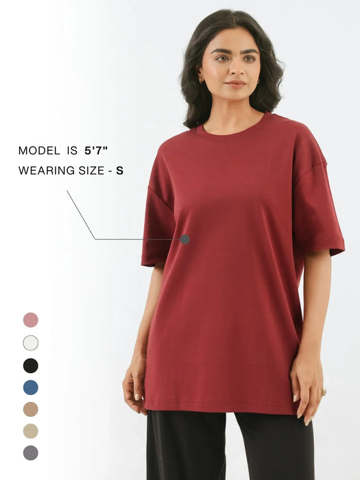 Unisex Maroon Oversized T-shirt
