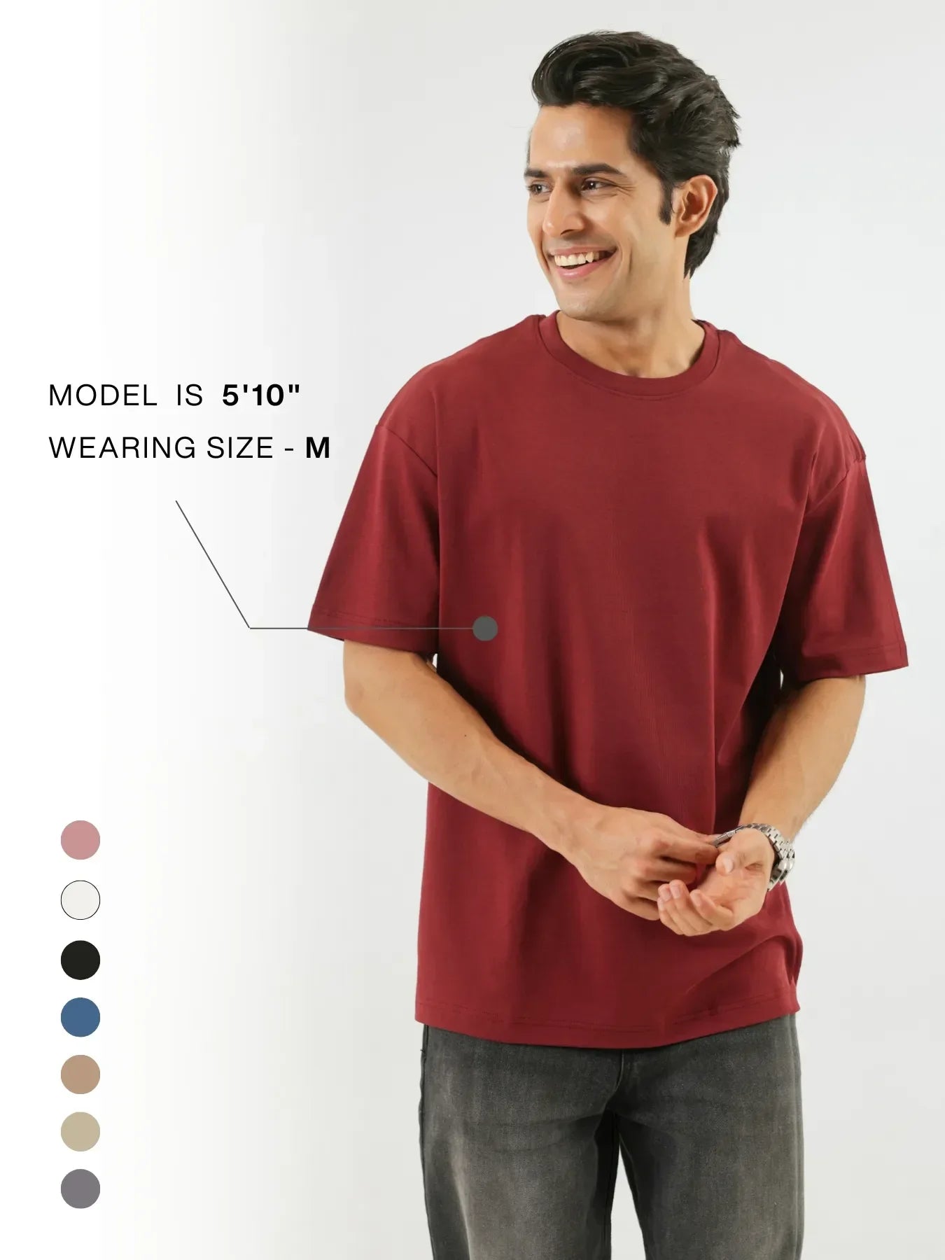Men Maroon Oversized T-shirt - Maroon