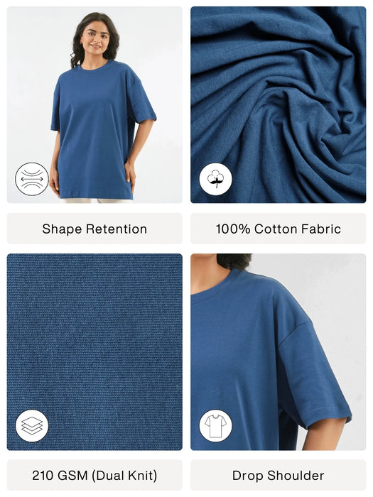 Men Midnight Blue Oversized T-shirt - Midnight Blue