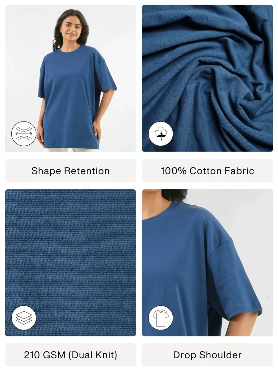 Men Midnight Blue Oversized T-shirt - Midnight Blue