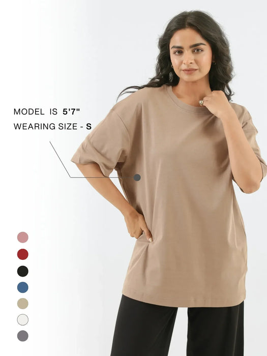 Women Mesa Taupe Oversized T-shirt - Mesa Taupe