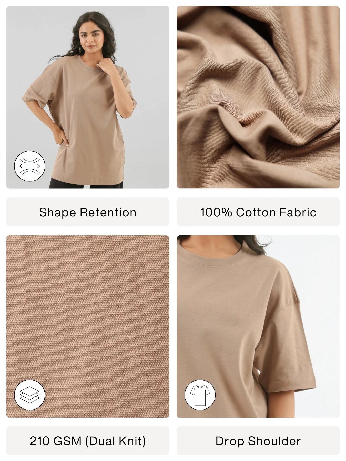 Women Mesa Taupe Oversized T-shirt - Mesa Taupe