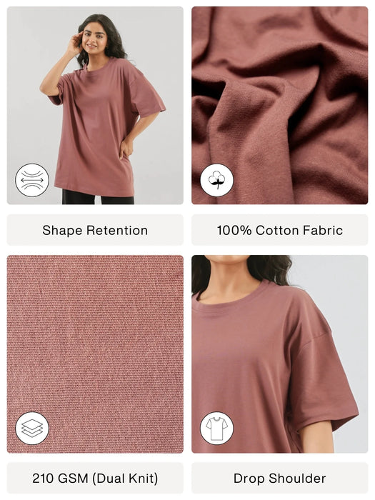 Men Rose Taupe Oversized T-shirt - Rose Taupe