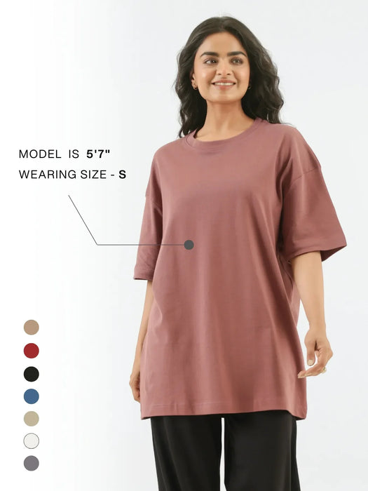 Women Rose Taupe Oversized T-shirt - Rose Taupe