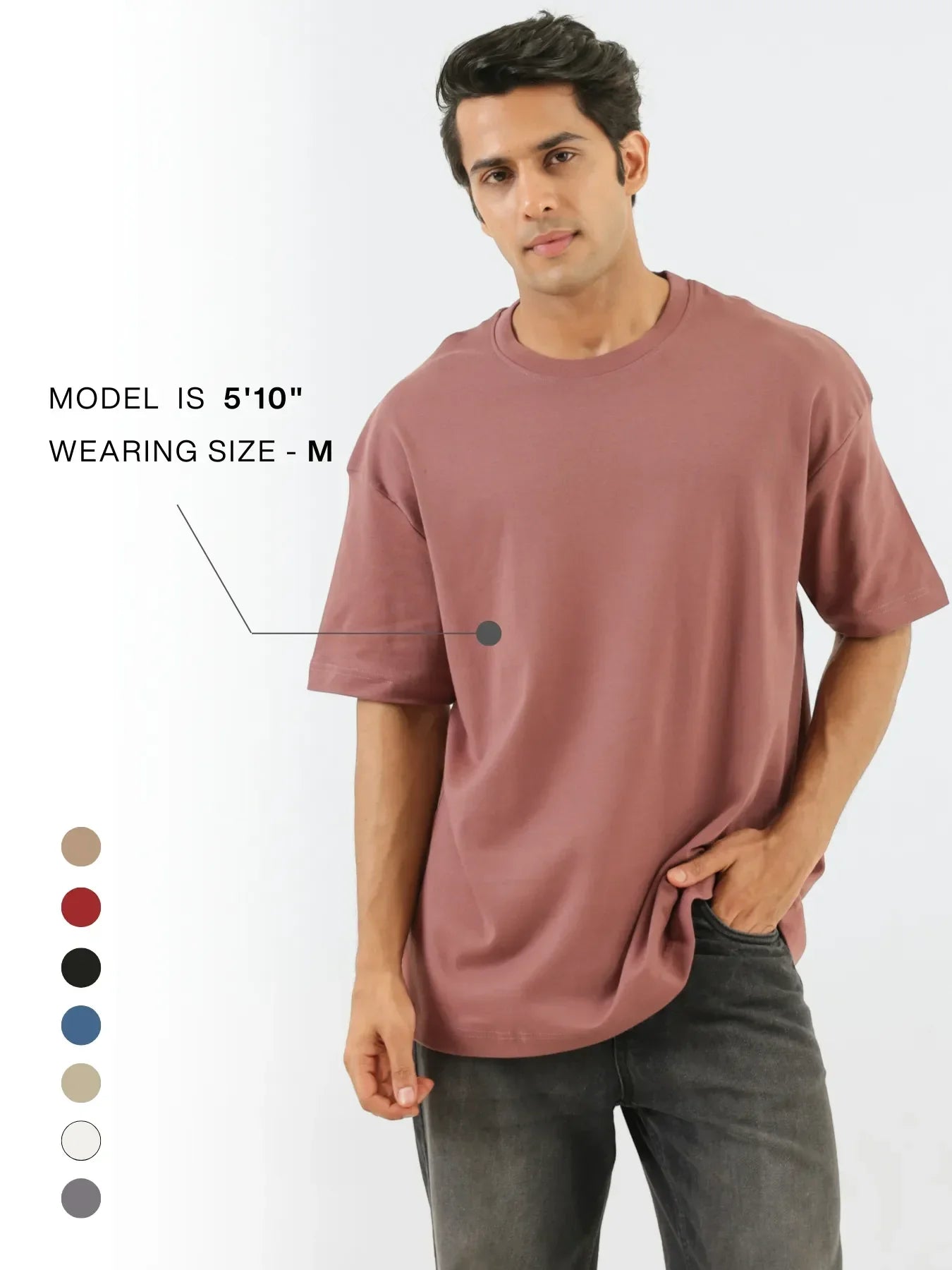 Men Rose Taupe Oversized T-shirt - Rose Taupe
