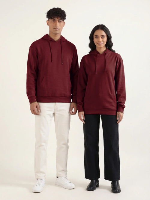 Unisex Maroon Pullover Fleece Hoodie