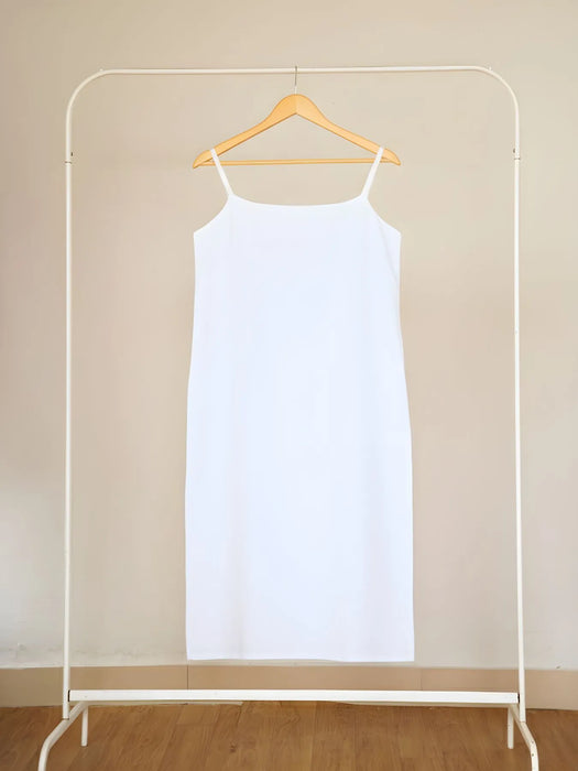 Women White Airy Linen Flared Dress