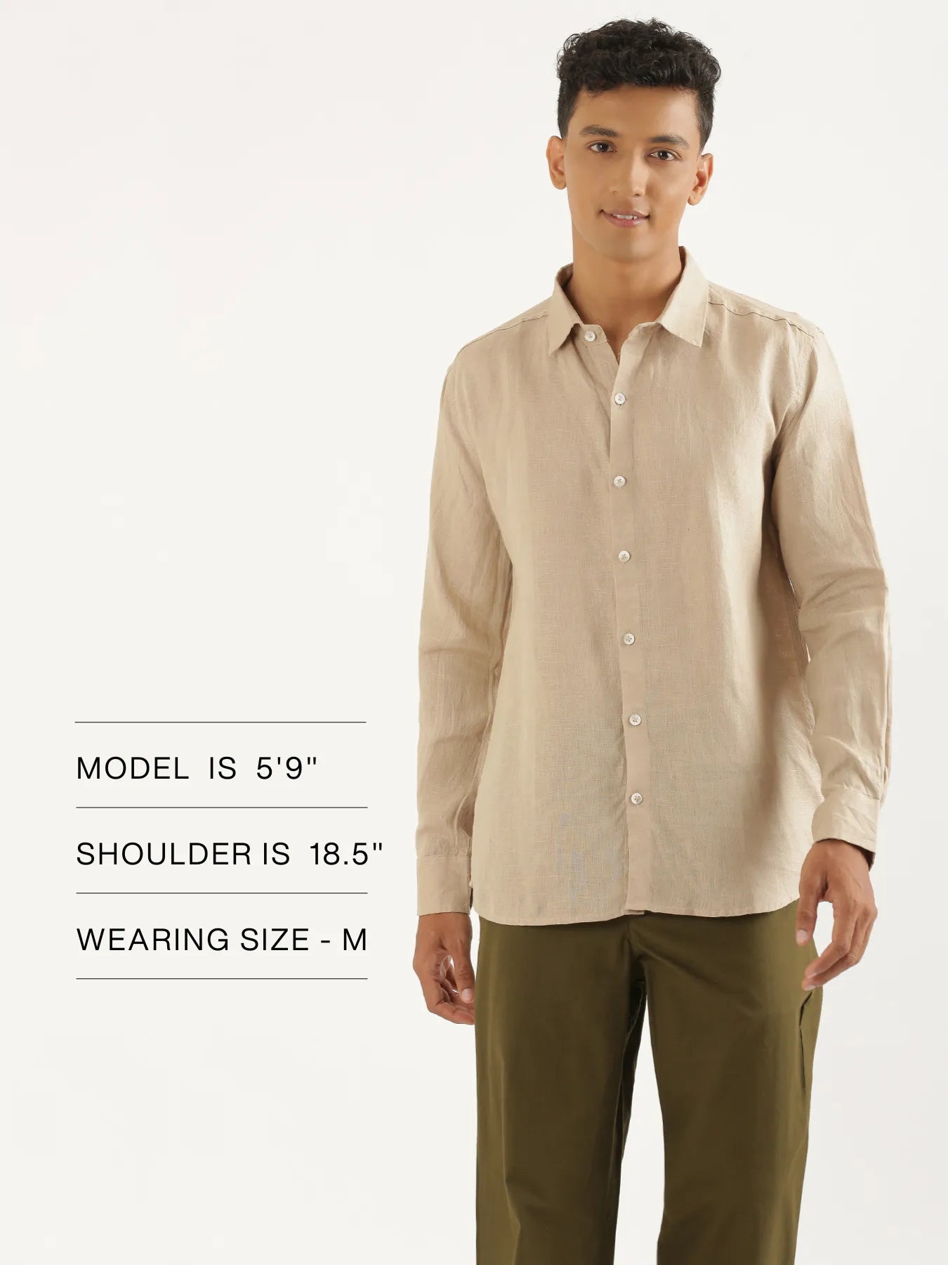 Men Taupe Pure Linen Full Sleeve Shirt