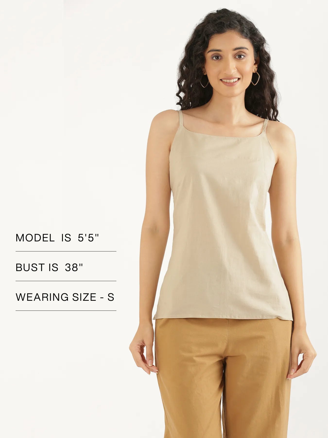 Women Nude Cotton Camisole Top
