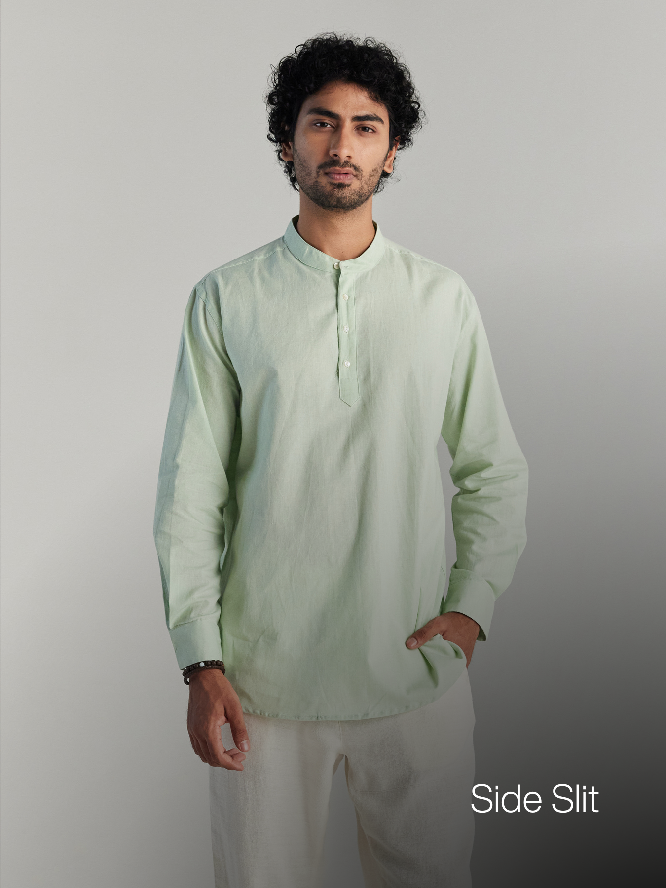 Mint Green Airy Linen Short Kurta